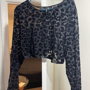 Torrid see through black leopard crop top